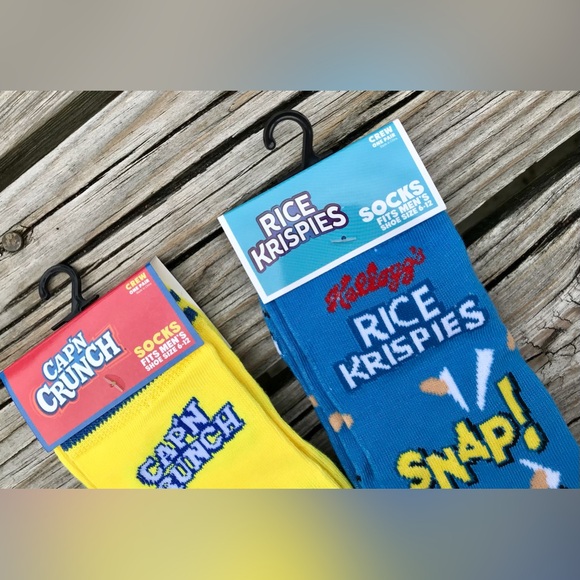 2/$10 NEW Mens 2 Licensed Breakfast Cereal Captn Crunch Rice Krispies Food Socks - Picture 4 of 4